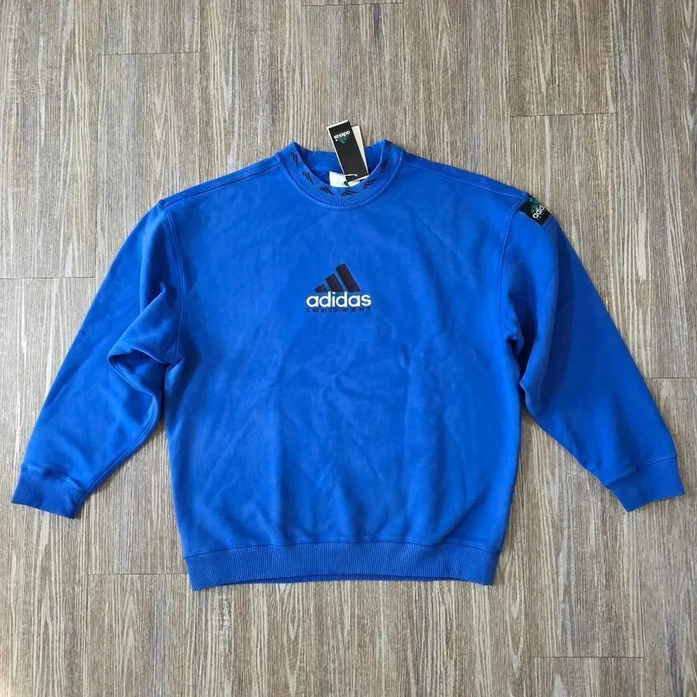 Adidas EQT Equipment Crew Sweatshirt Washed Fleece Men's Large Royal Blue JC8223